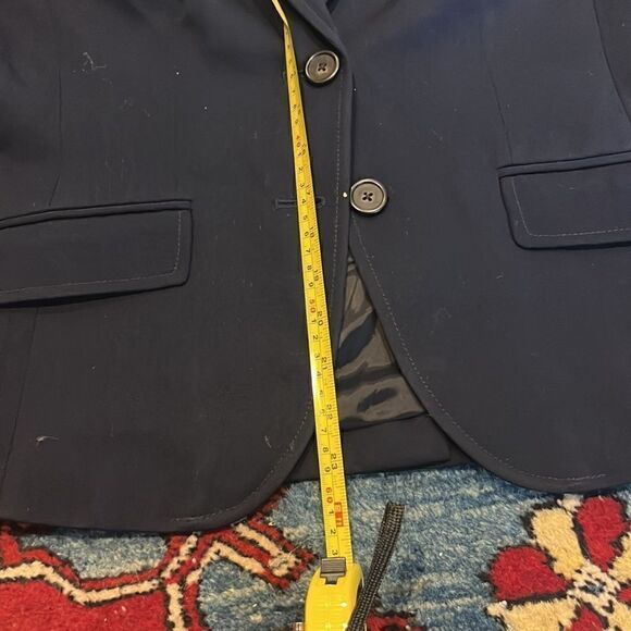 J Crew Women’s Navy Blue 100% Wool Two Button Lined Blazer Jacket - Picture 11 of 13